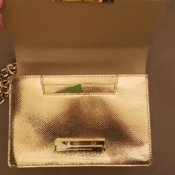 Kate Spade Rose Gold leather purse w Gold chain - Picture 6 of 13